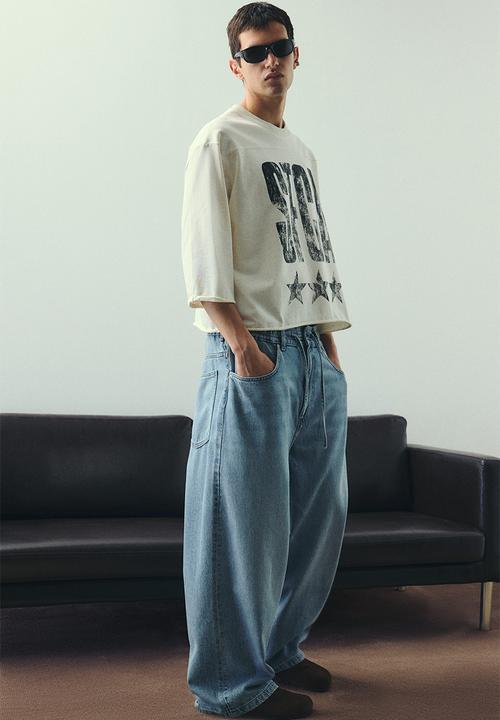 H&M - Oversized fit cropped T-shirt - white