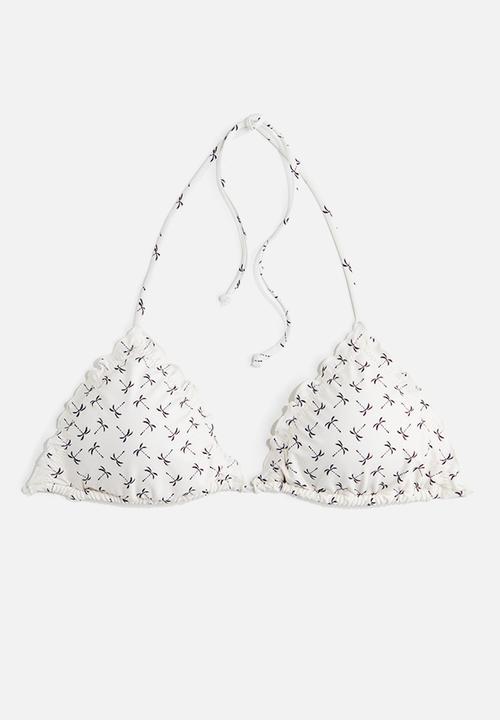 H&M - Padded triangle bikini top - cream palm trees