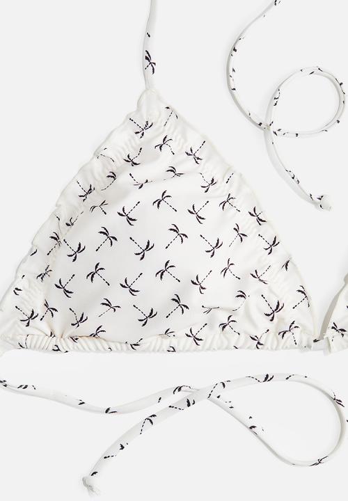 H&M - Padded triangle bikini top - cream palm trees