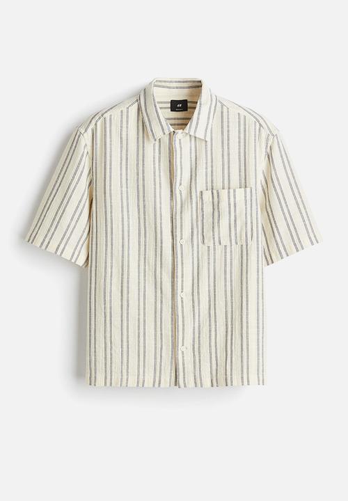 H&M - Regular fit short-sleeved shirt - white/striped
