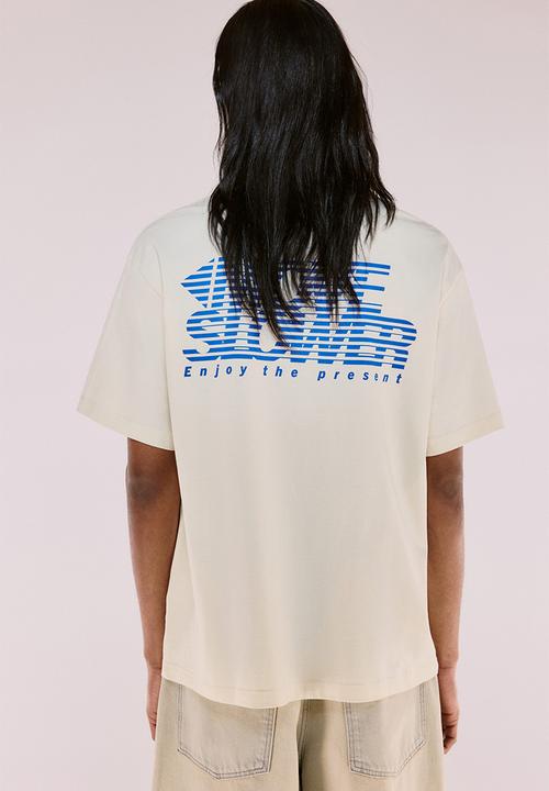 H&M - Loose fit printed T-shirt - yellow/enjoy the present
