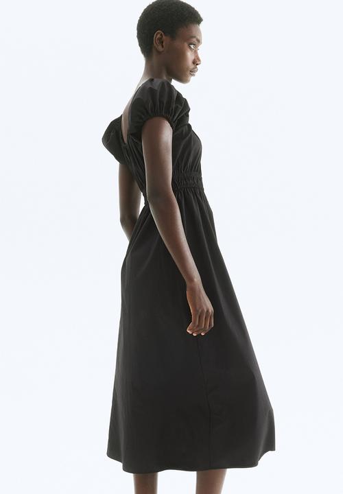 H&M - Off-the-shoulder poplin dress - black
