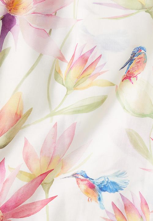 H&M - Smocked-bodice strappy dress - cream floral
