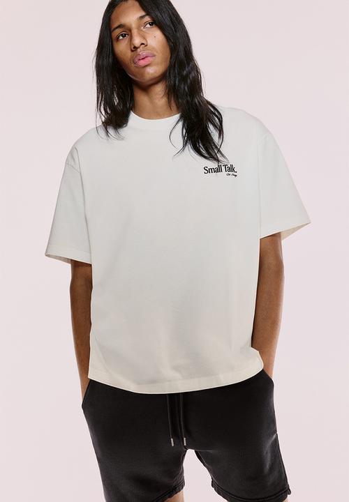 H&M - Loose fit printed T-shirt - white/small talk