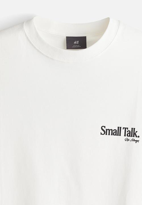 H&M - Loose fit printed T-shirt - white/small talk