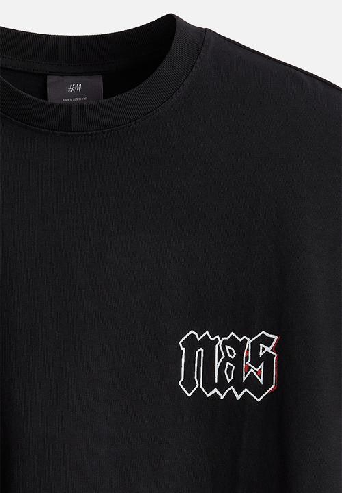 H&M - Oversized fit T-shirt - black/nas