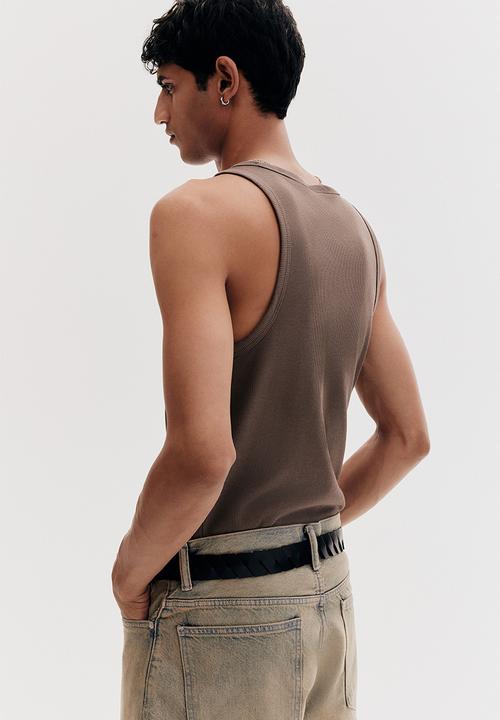 H&M - Slim fit ribbed vest top - dark beige