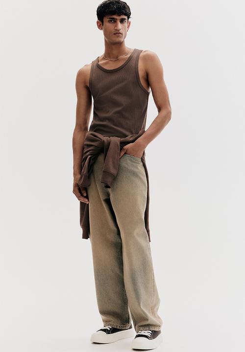 H&M - Slim fit ribbed vest top - dark beige
