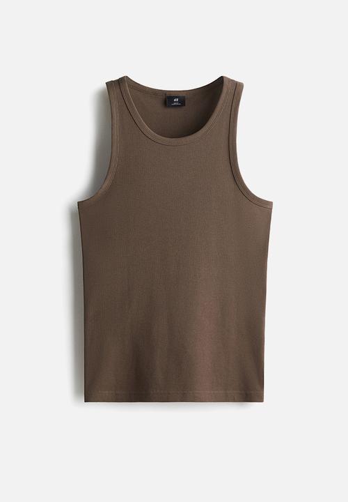 H&M - Slim fit ribbed vest top - dark beige