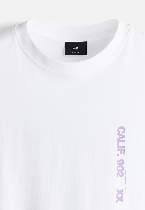 H&M - Loose fit printed T-shirt - white/calif