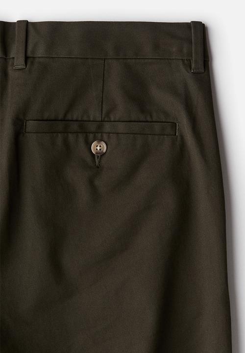 H&M - Slim fit cotton chinos - dark khaki green