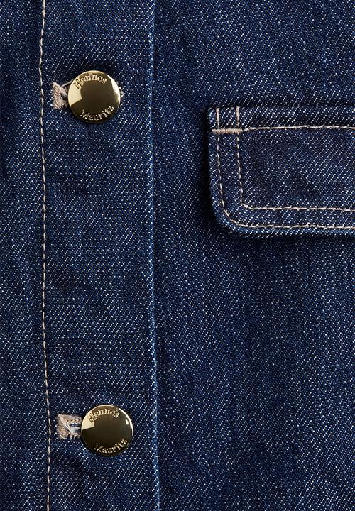 H&M - Collarless denim jacket - dark denim blue