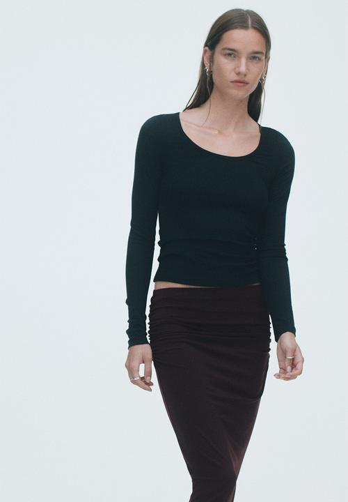 H&M - Draped skirt - dark burgundy
