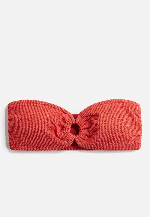 H&M - Padded bandeau bikini top - coral red