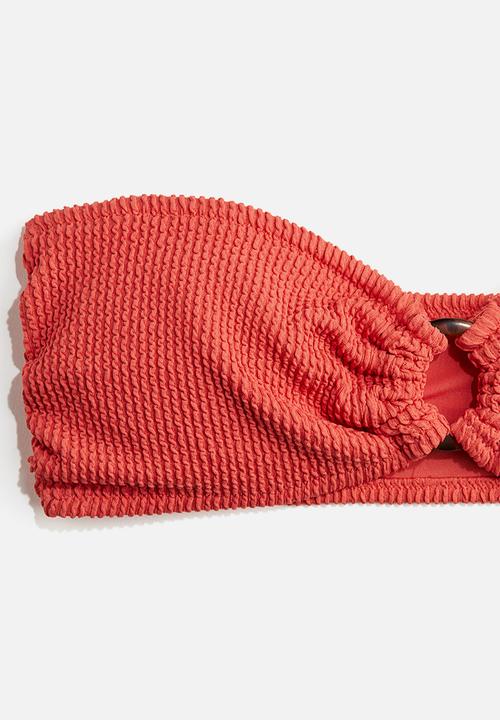 H&M - Padded bandeau bikini top - coral red