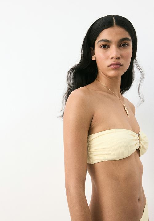 H&M - Padded bandeau bikini top - light yellow