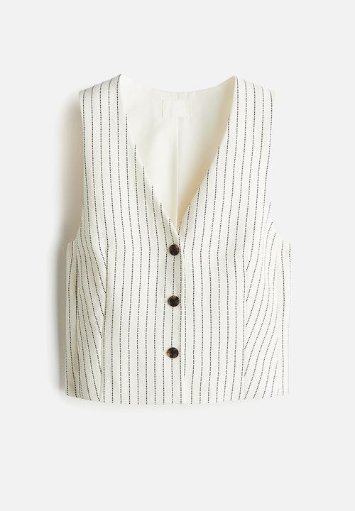 H&M - Short waistcoat - cream/striped