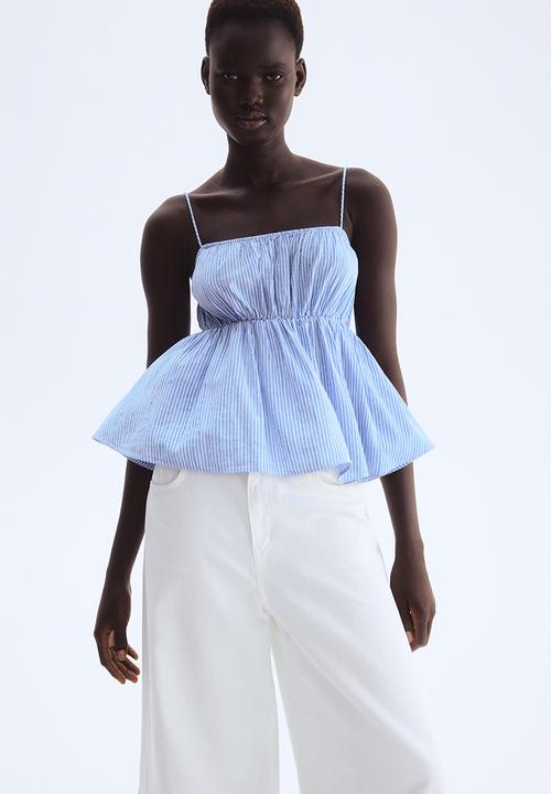 H&M - Peplum strappy top - blue striped