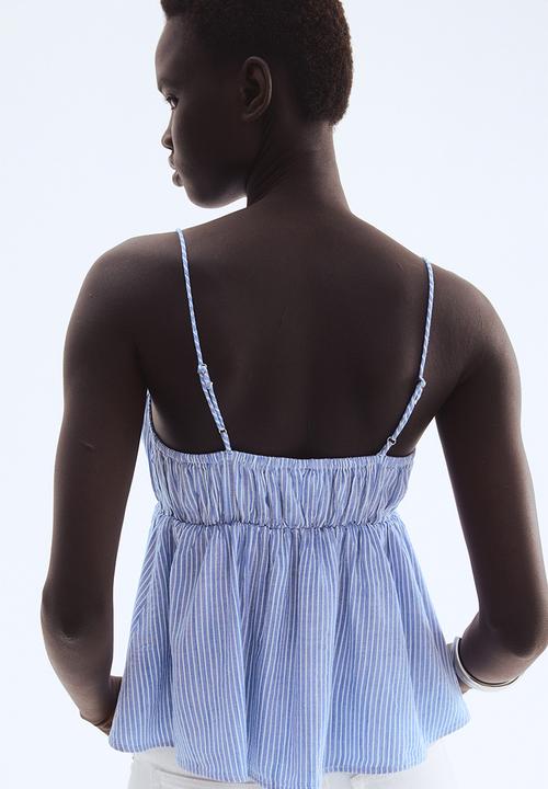 H&M - Peplum strappy top - blue striped