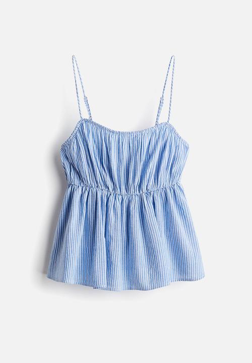 H&M - Peplum strappy top - blue striped