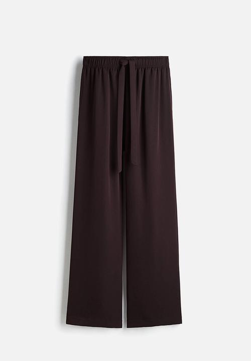 H&M - Drawstring twill trousers - burgundy