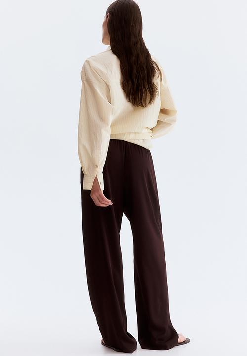 H&M - Drawstring twill trousers - burgundy