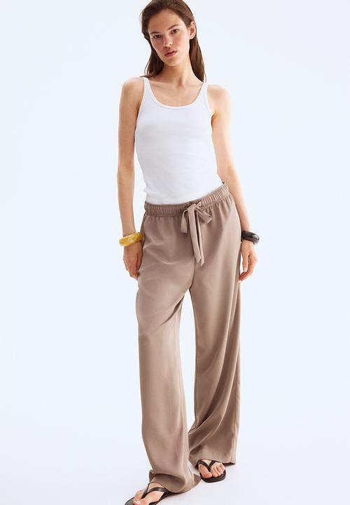 H&M - Drawstring twill trousers - mole