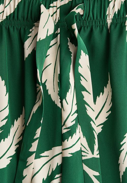 H&M - Drawstring twill trousers - green palm trees