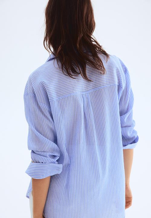 H&M - Cotton shirt - light blue striped