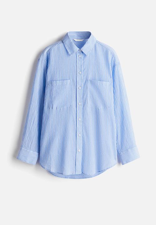 H&M - Cotton shirt - light blue striped
