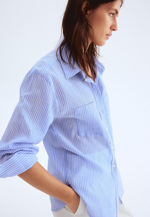 H&M - Cotton shirt - light blue striped