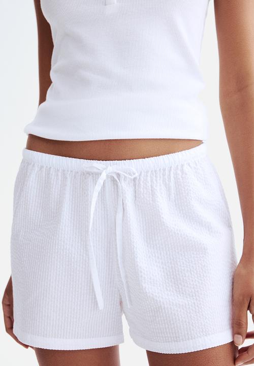 H&M - 2-Pack cotton poplin pyjama shorts - light blue striped