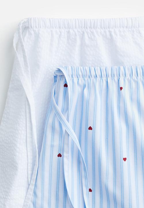 H&M - 2-Pack cotton poplin pyjama shorts - light blue striped