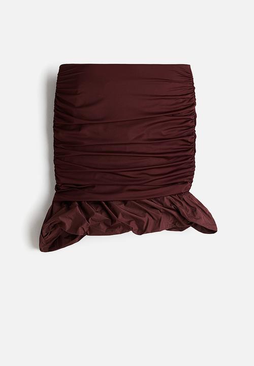 H&M - H&M Studio: Draped skirt - burgundy