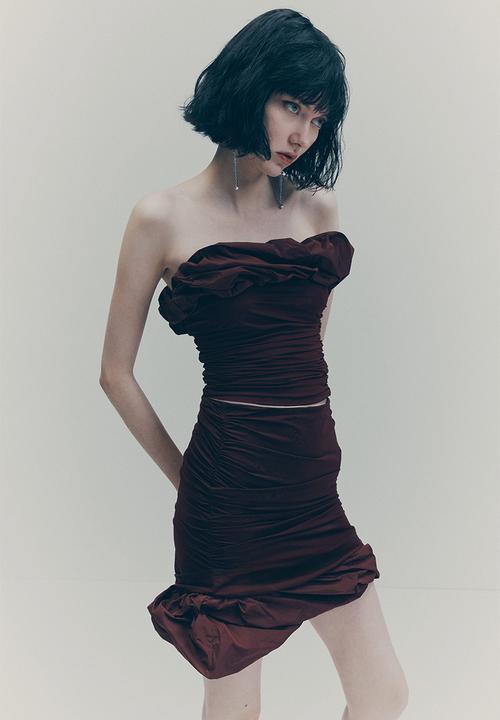 H&M - H&M Studio: Draped skirt - burgundy