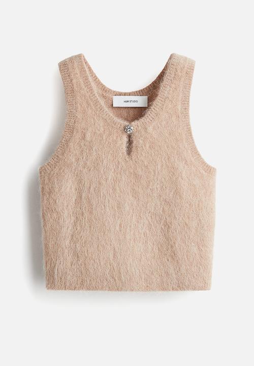 H&M - H&M Studio: Cropped alpaca-blend vest top - beige