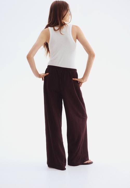 H&M - Wide pull-on trousers - dark brown 