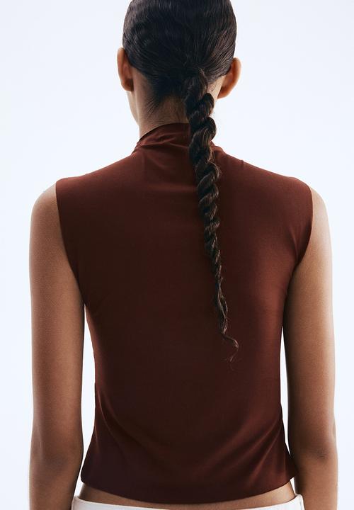 H&M - Sleeveless turtleneck top - dark brown
