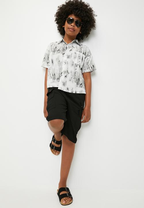 Pop Candy - Tie dye button shirt - black & white