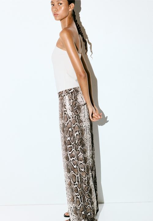 H&M - Wide tailored trousers - mole/snakeskin pattern
