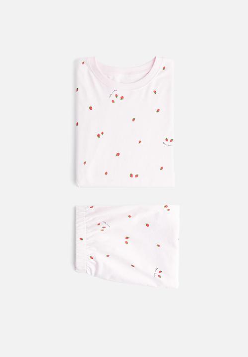 H&M - Printed pyjamas - powder pink strawberries