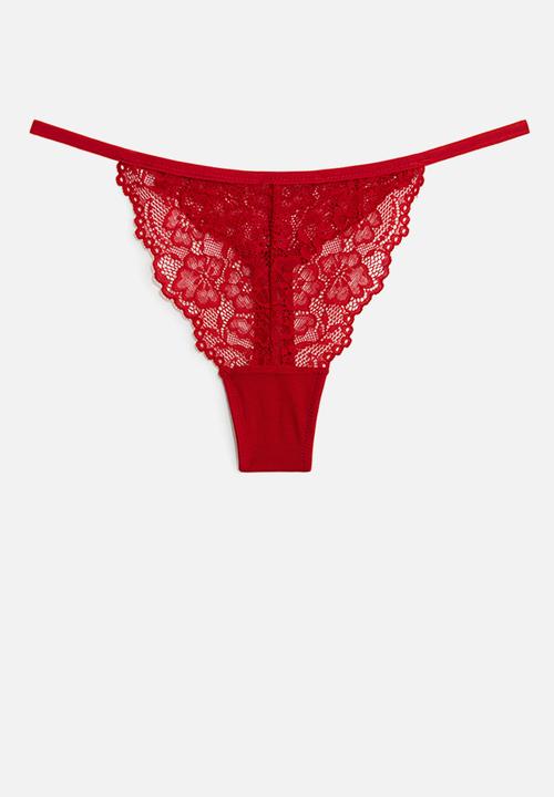 H&M - 3-Pack lace tanga thong briefs - red
