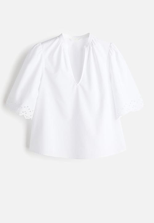 H&M - Broderie anglaise cotton blouse - white