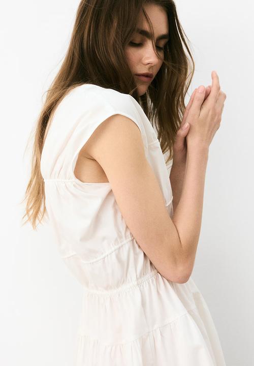H&M - Drawstring-detail poplin dress - white