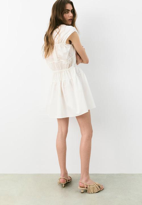 H&M - Drawstring-detail poplin dress - white