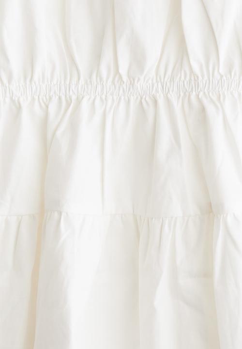 H&M - Drawstring-detail poplin dress - white