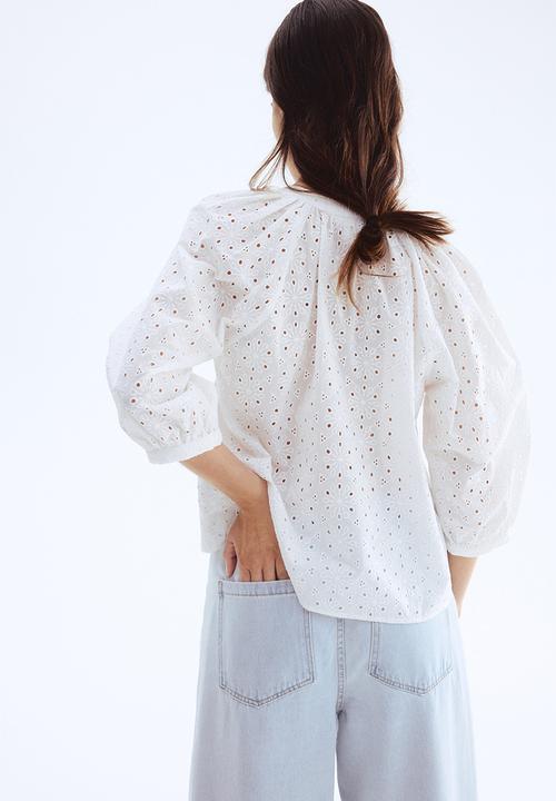 H&M - Broderie anglaise blouse - white