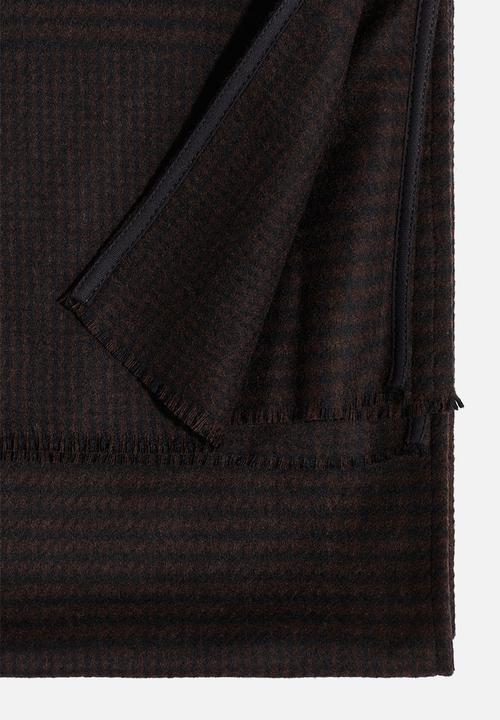 H&M - H&M Studio: Wool-blend scarf -  dark brown/checked