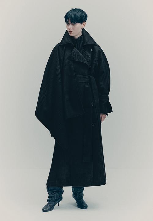 H&M - H&M Studio: Wool-blend scarf -  dark brown/checked