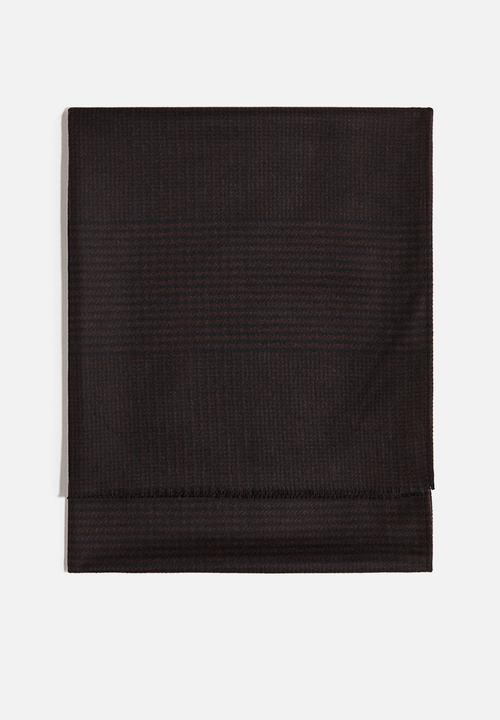 H&M - H&M Studio: Wool-blend scarf -  dark brown/checked